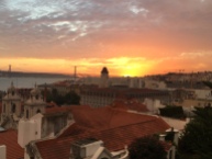 The sunset view from my hostel in Lisbon